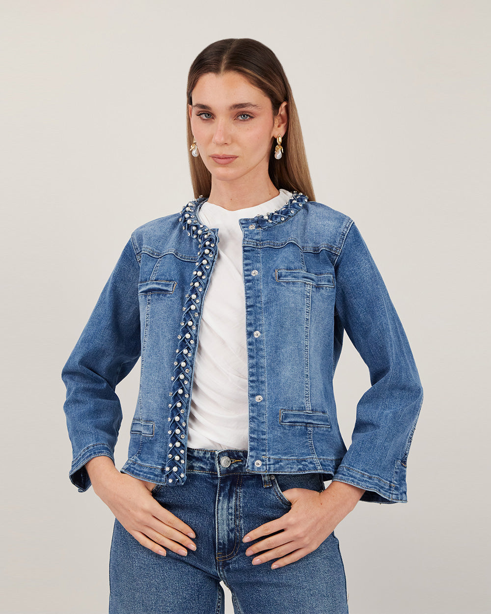 Light Blue Denim Braided Jacket