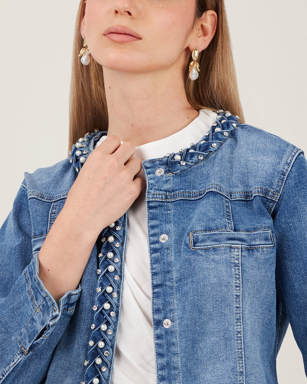 Light Blue Denim Braided Jacket