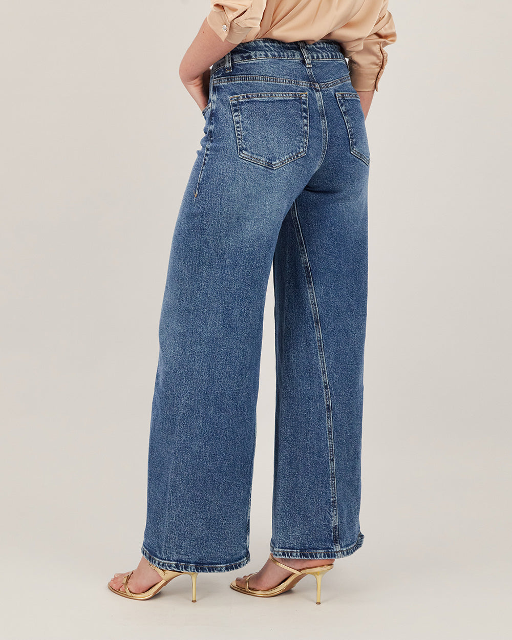 Blue Wide-Leg Denim Pants