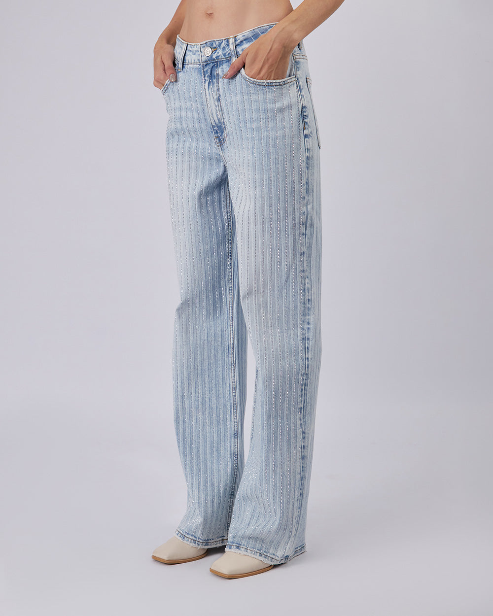Light Blue Sparkle Denim Pants