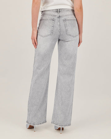 Gray Wide-Leg Denim Pants
