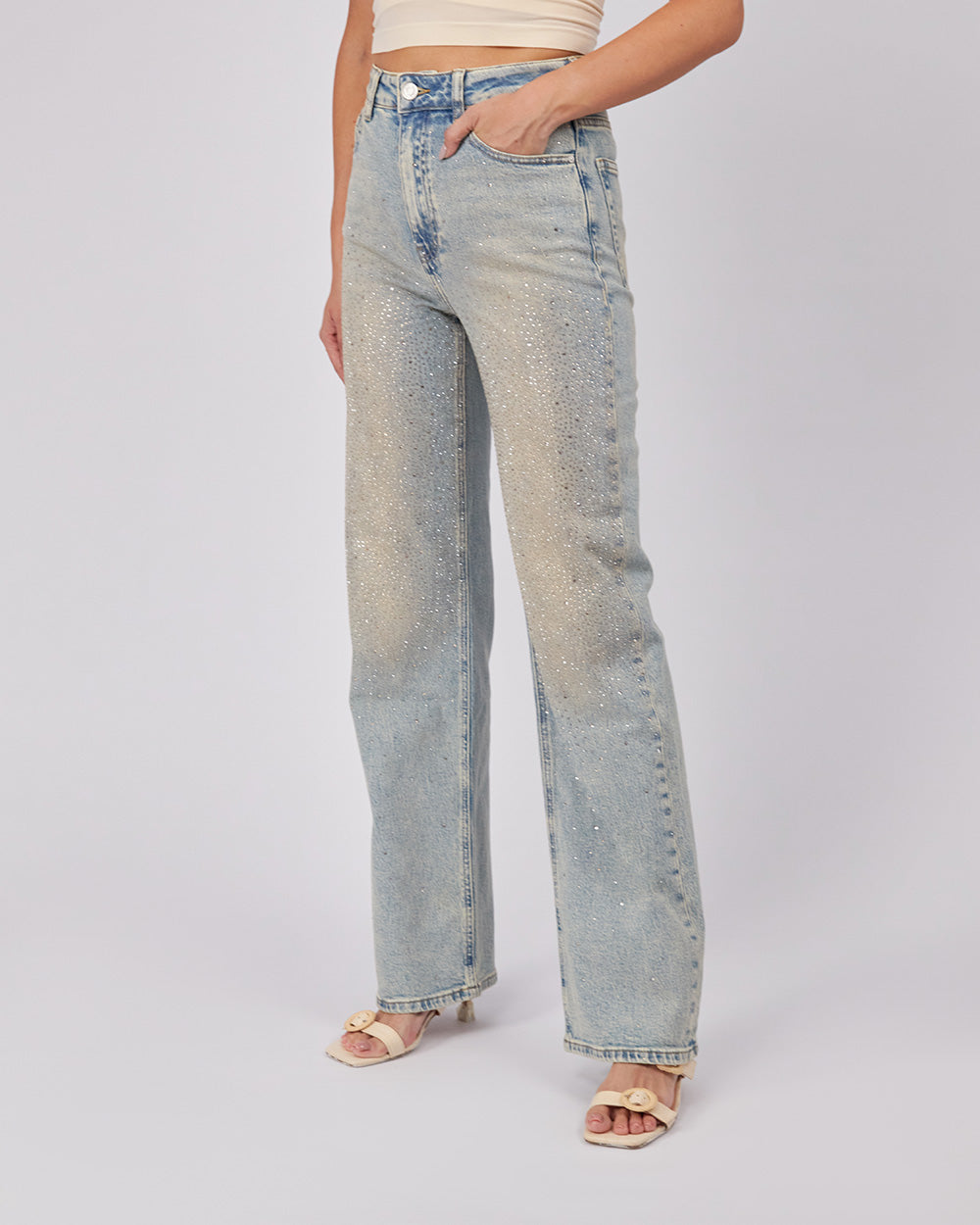 Sparkle Light Blue Denim Pants