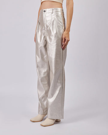 Silver Vegan Leather Pants