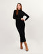 Black high neck knit midi dress
