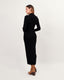 Black high neck knit midi dress