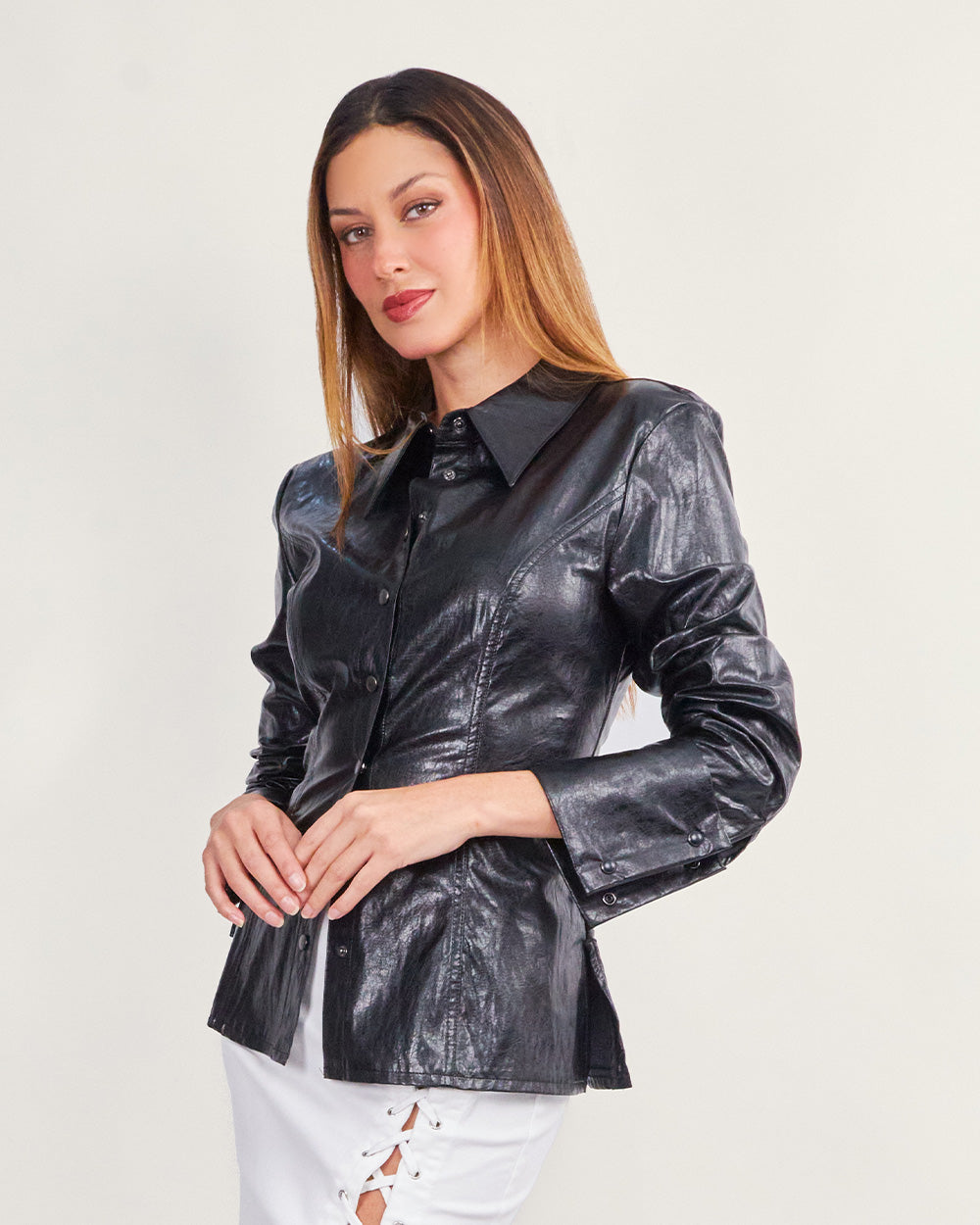 Black silver-detail shirt