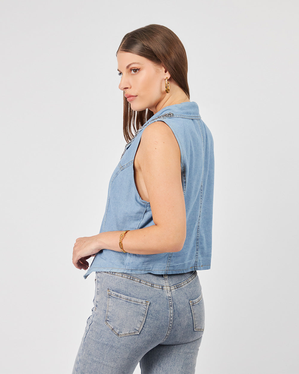 Light Blue Vest Black Crystals