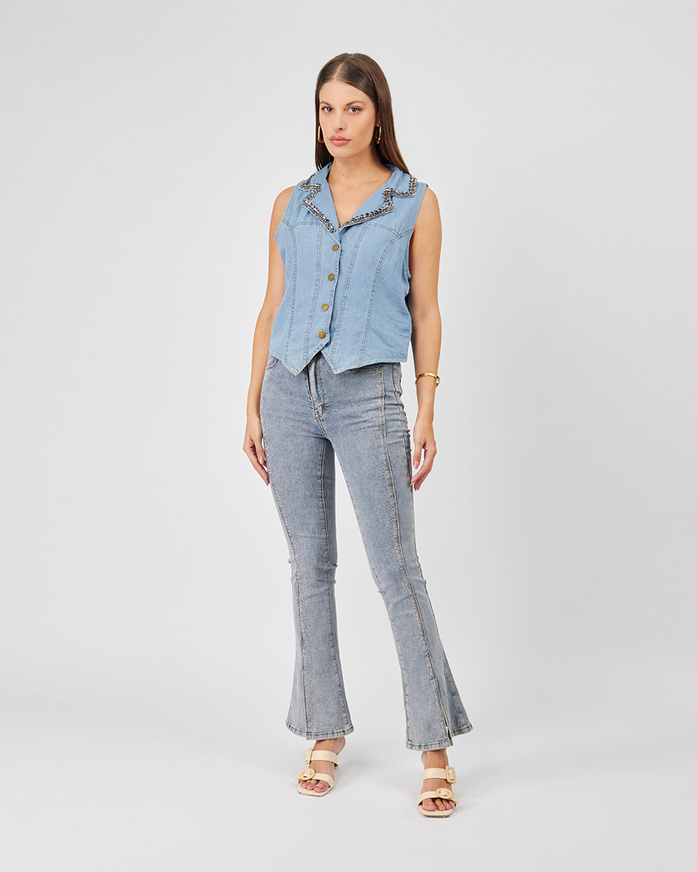 Light Blue Vest Black Crystals