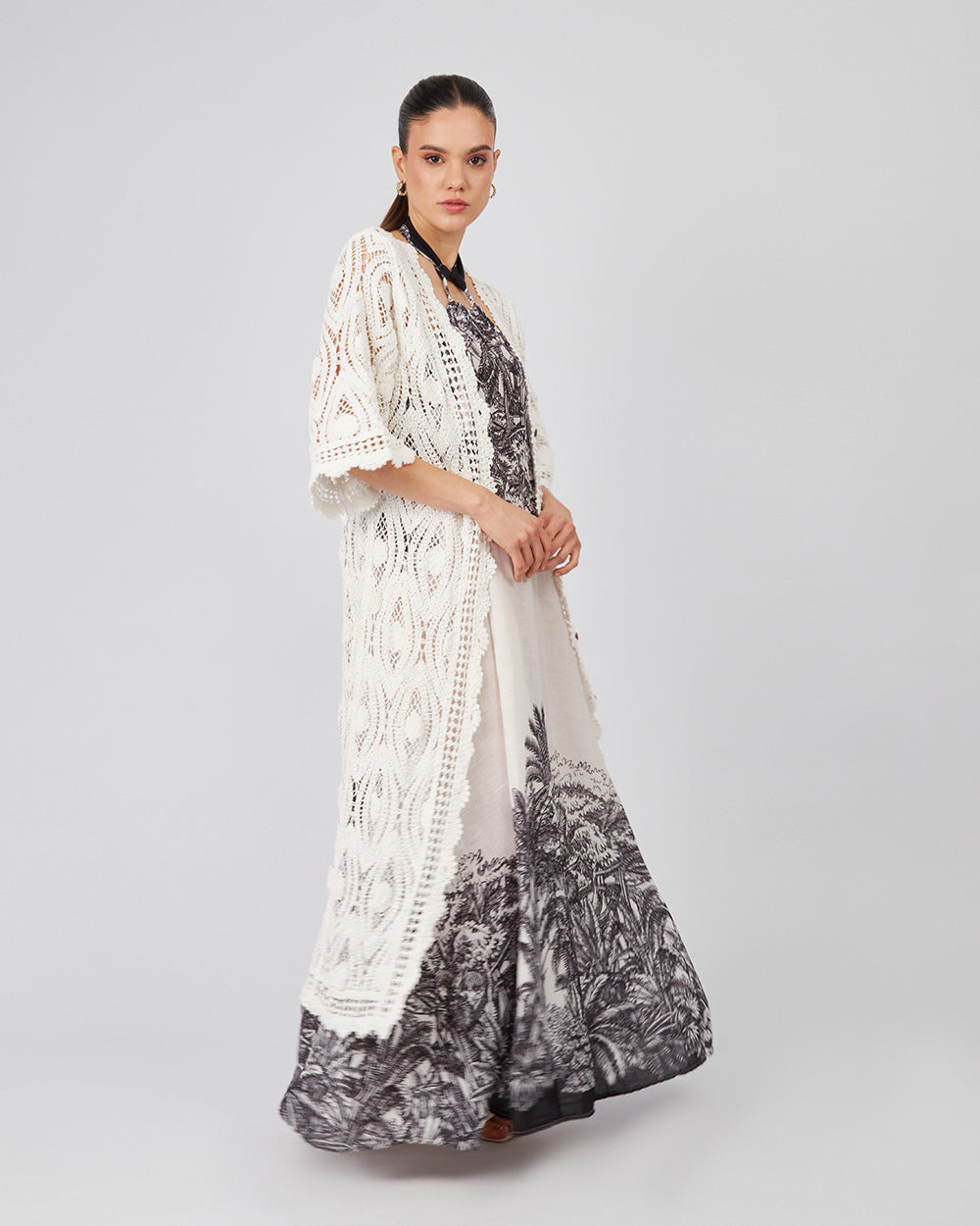 White Knitted Dress V-Neck