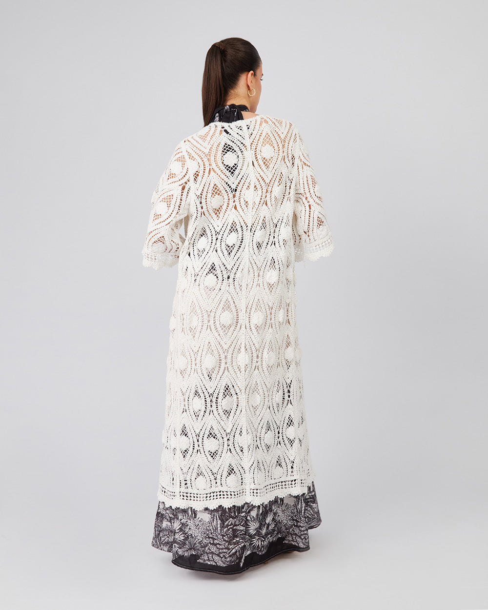 White Knitted Dress V-Neck