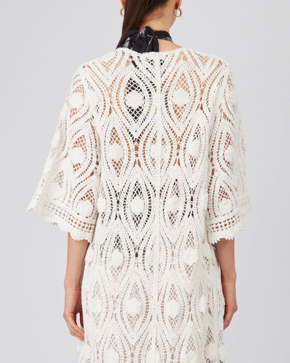 White Knitted Dress V-Neck