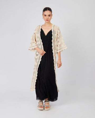 Cream Knitted Dress V-Neck