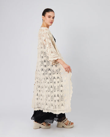 Cream Knitted Dress V-Neck