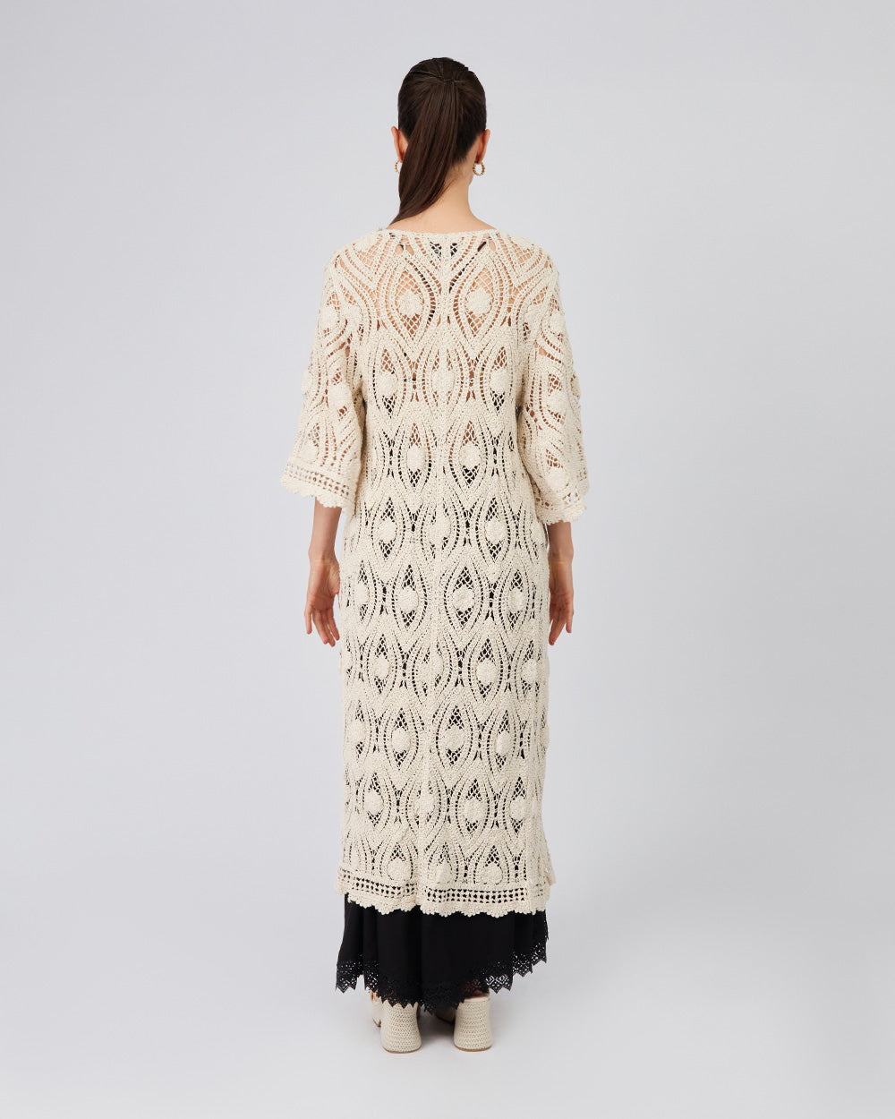 Cream Knitted Dress V-Neck
