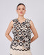 Cream Knitted Top Black Flowers