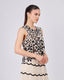 Cream Knitted Top Black Flowers