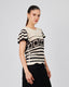 Cream Blouse Black Stripes