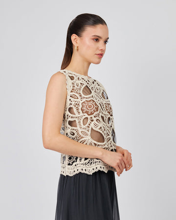 Cream Knitted Top Black