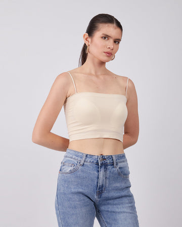 Beige Crop Top Straps