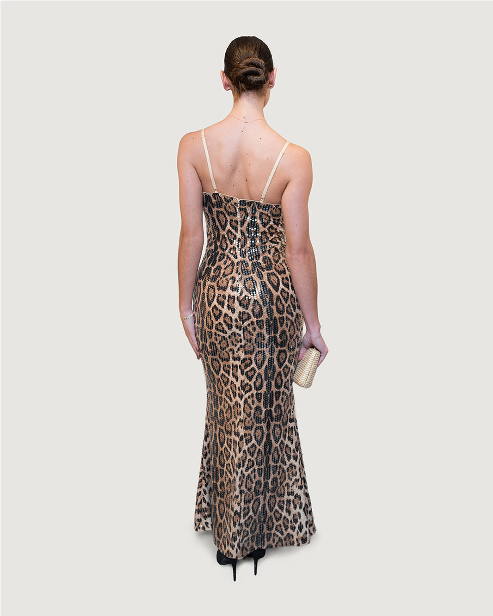 Leopard lace long dress