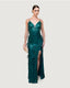 Green Sequin Feather Pearl Gown