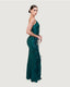 Green Sequin Feather Pearl Gown