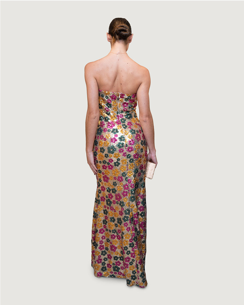 Multi Strapless Sequin Gown