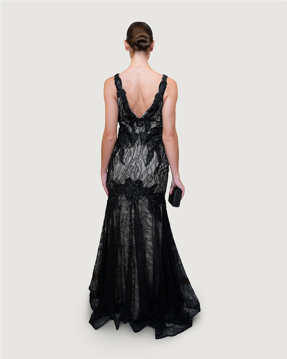 Black lace long dress sparkle