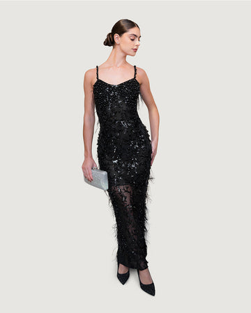 Black lace long dress
