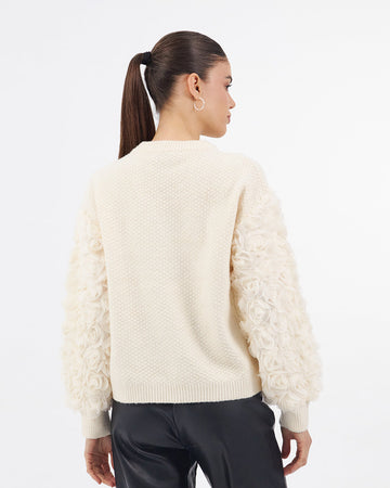 Cream 3D Floral Sweater