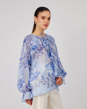 Light Blue Blouse Blue Flowers