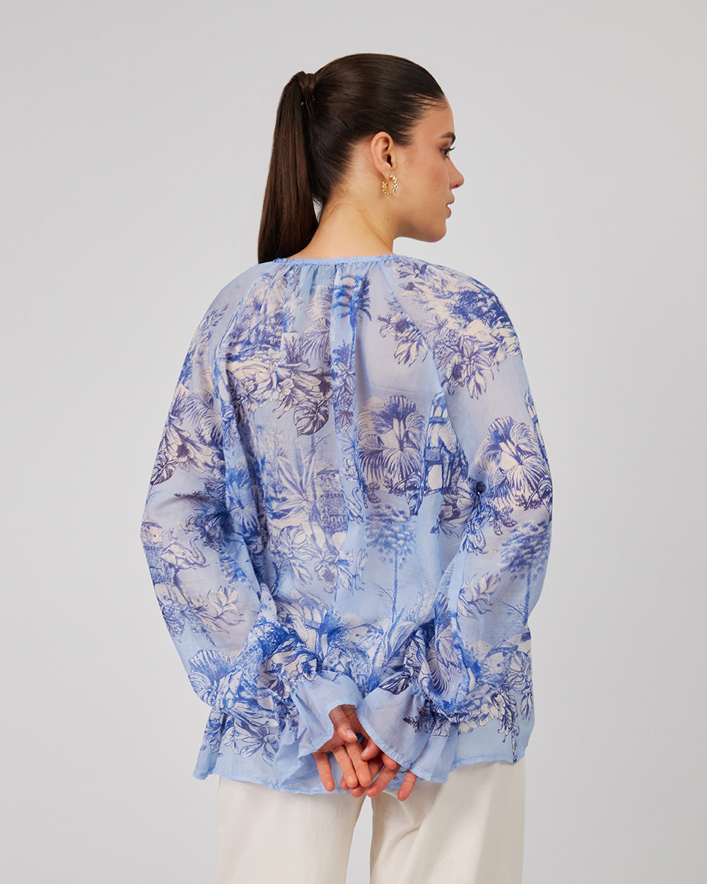 Light Blue Blouse Blue Flowers