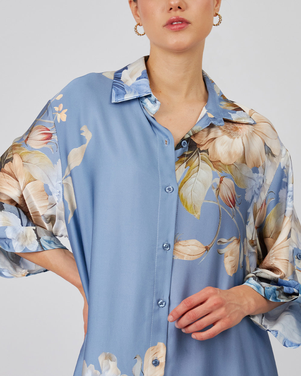 Light Blue Shirt Dress Blue Flowers