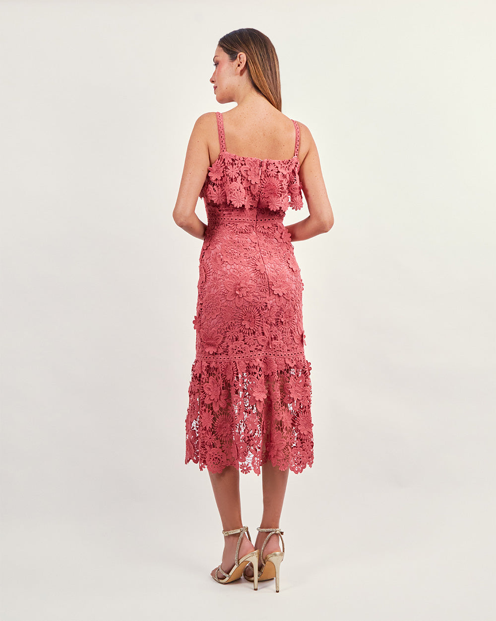 Pink flower midi dress