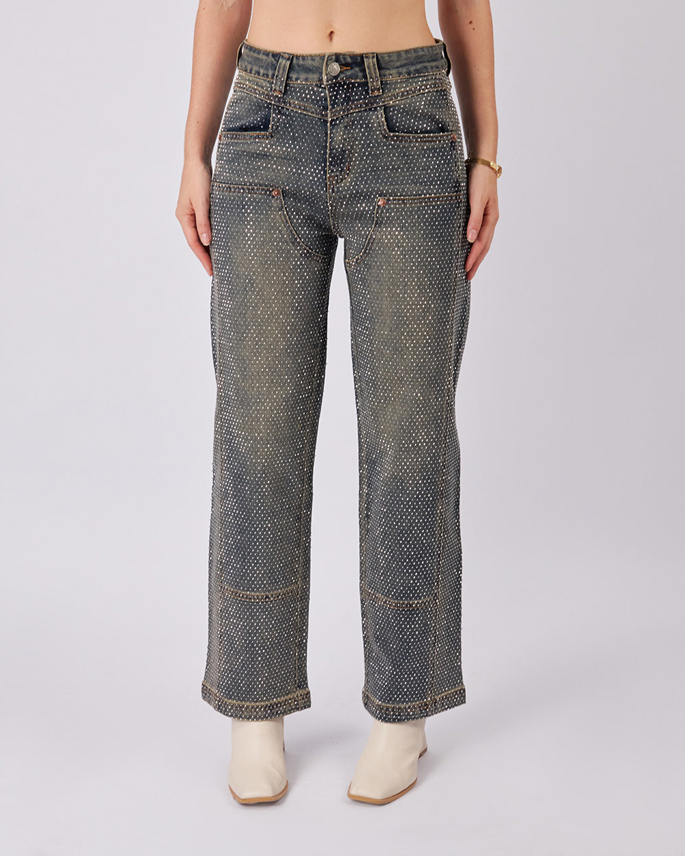 Full Sparkle Denim Green Blue Pants