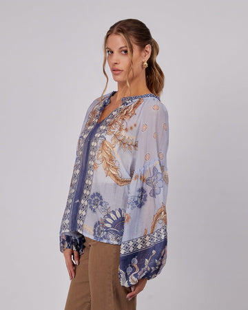 Light Blue Printed Blouse