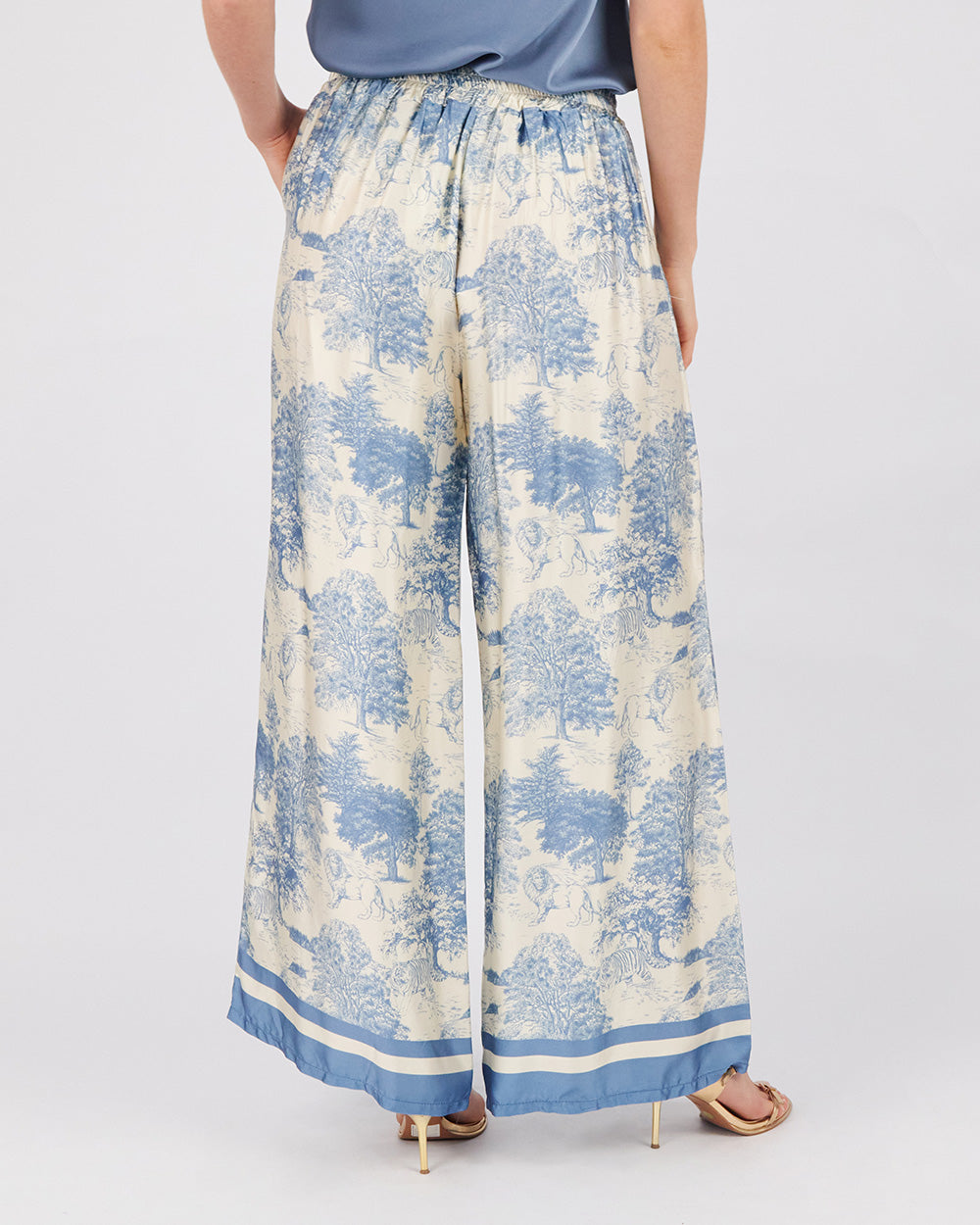 Pearl Light Blue Silk Pants