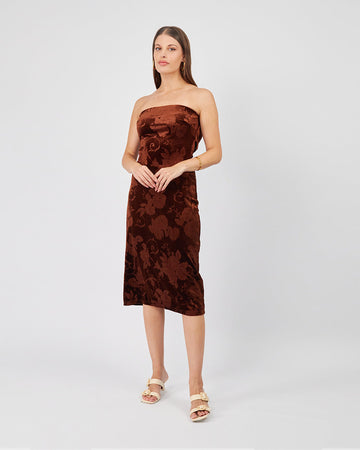 Brown Velvet Strapless Dress