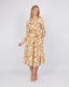 Beige Shirt Dress With Brown Flowers