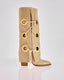 Beige hooped high boot