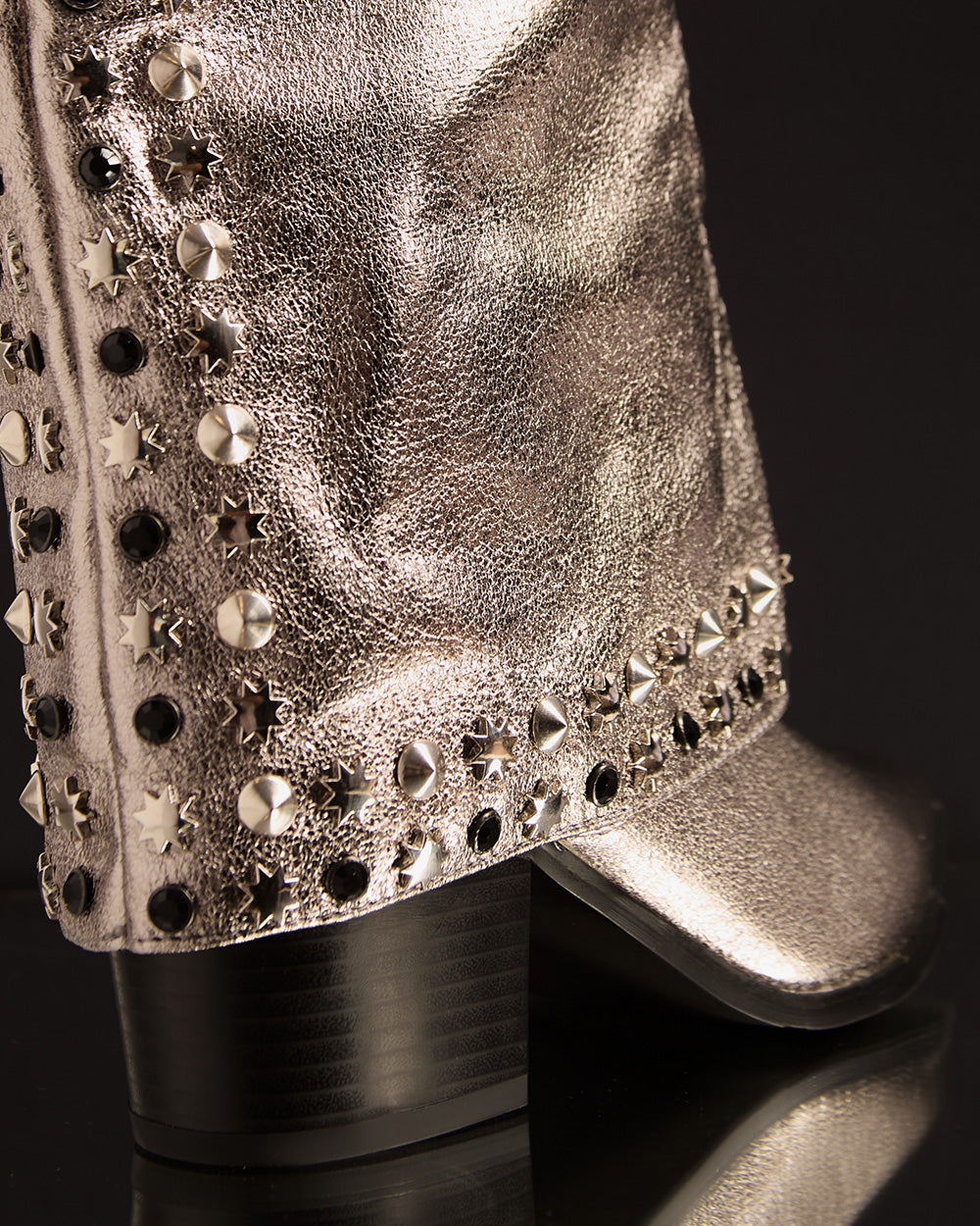 Silver vegan leather boot