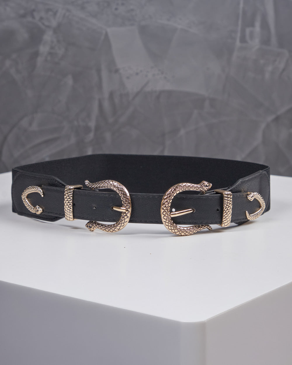 Black Belt Silver Snake Buckle