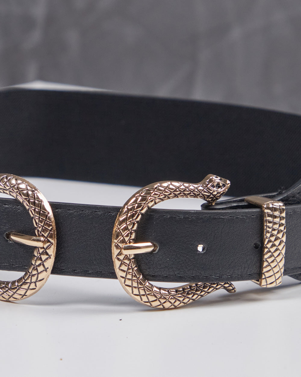 Black Belt Silver Snake Buckle