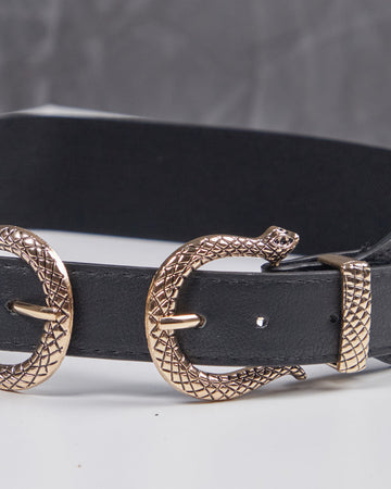 Black Belt Silver Snake Buckle