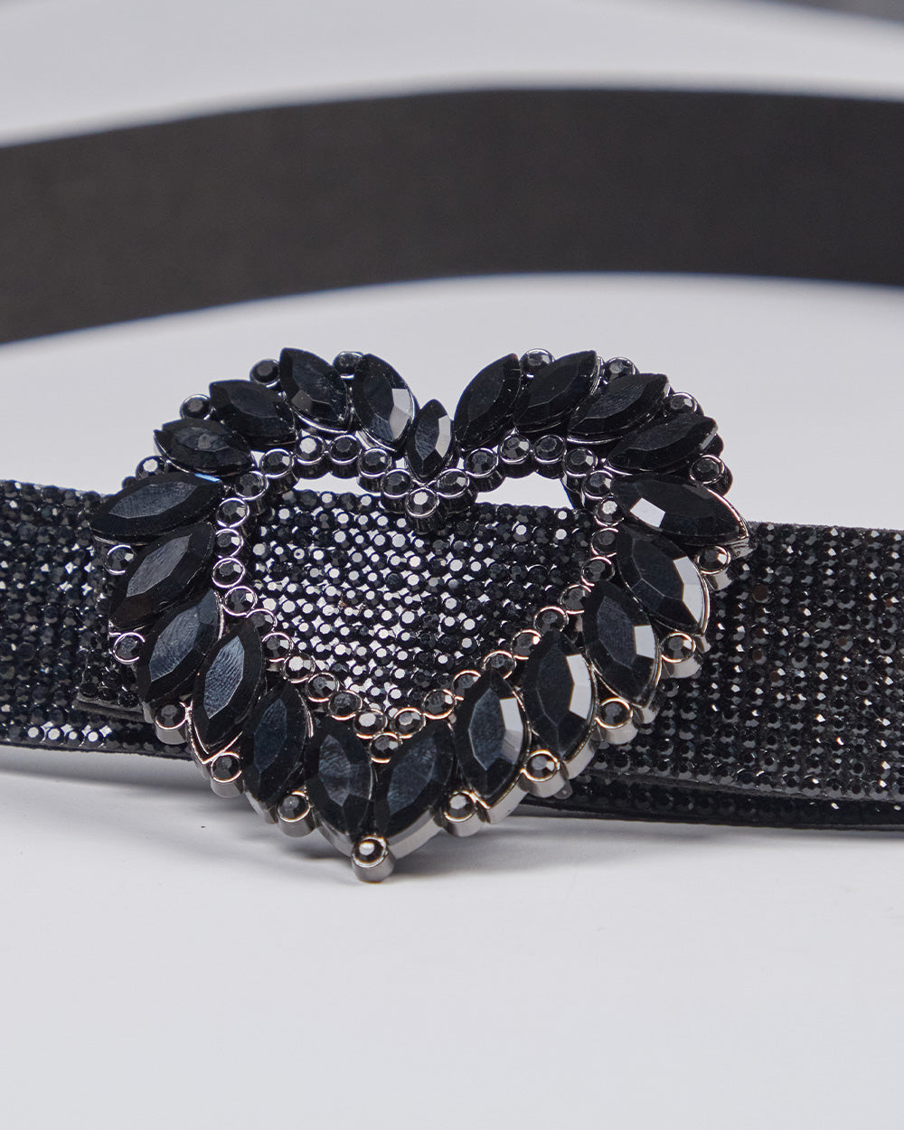 Black Suede Belt Heart Buckle
