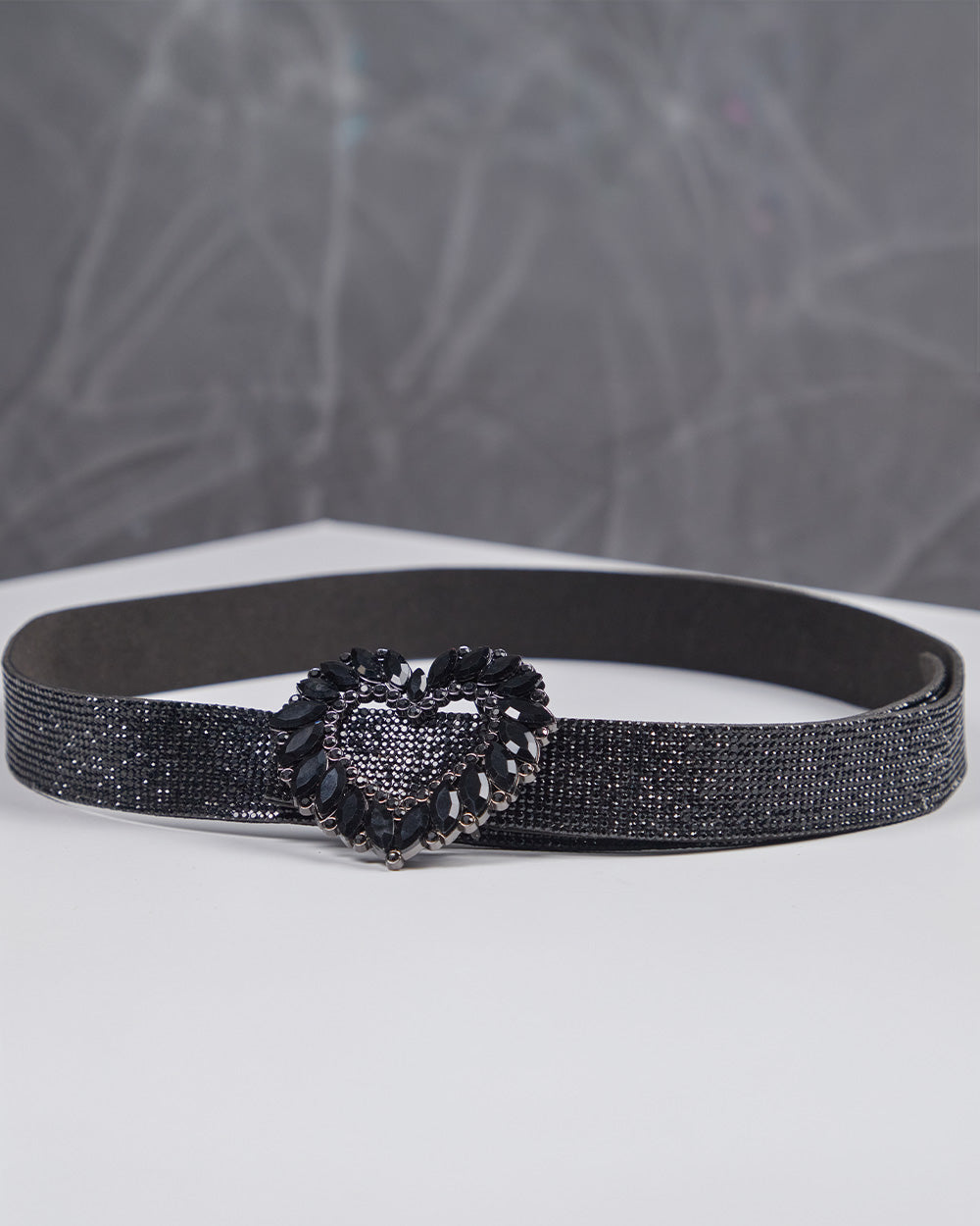Black Suede Belt Heart Buckle