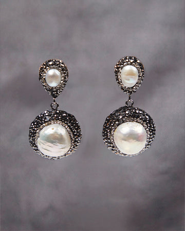 Silver Earrings  Pearls