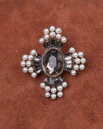 Gray Cross Brooch
