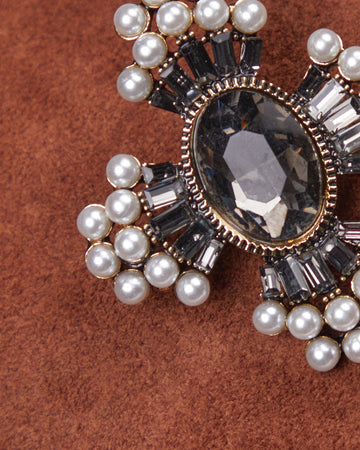Gray Cross Brooch