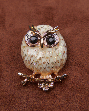 White Owl Brooch
